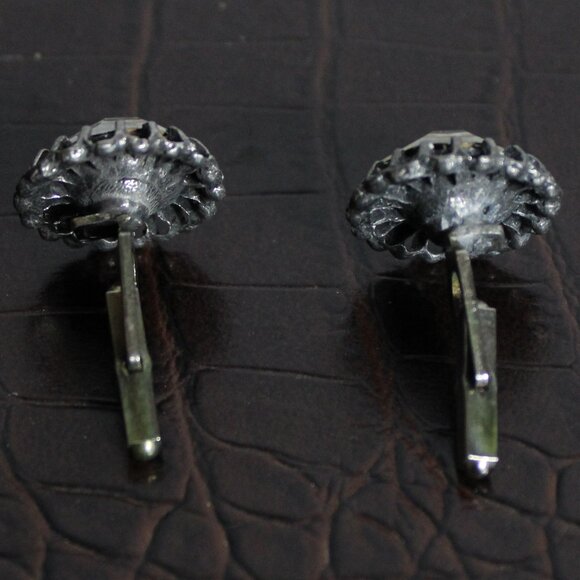 Vintage Cuff Links Cut Glass In Silver Tone Setting ⚡️BUY 3 for $55⚡️ - Picture 6 of 8